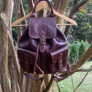 Natural Leather Handmade in Italy Backpack in Rich Mahogany